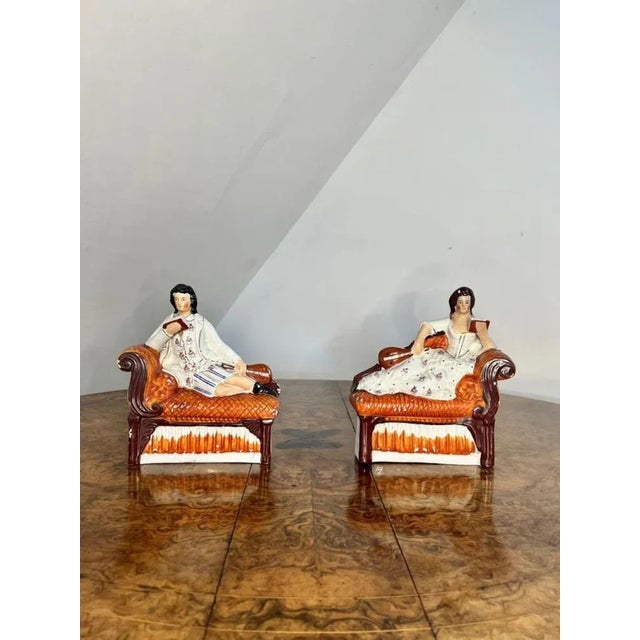 Unusual pair of quality antique Victorian Staffordshire bookends having an unusual quality pair of antique Victorian...