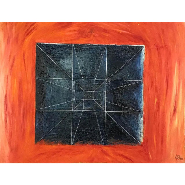 L. P. Dean, Geometric Composition, Oil Paint on Paper and Canvas For Sale - Image 8 of 8