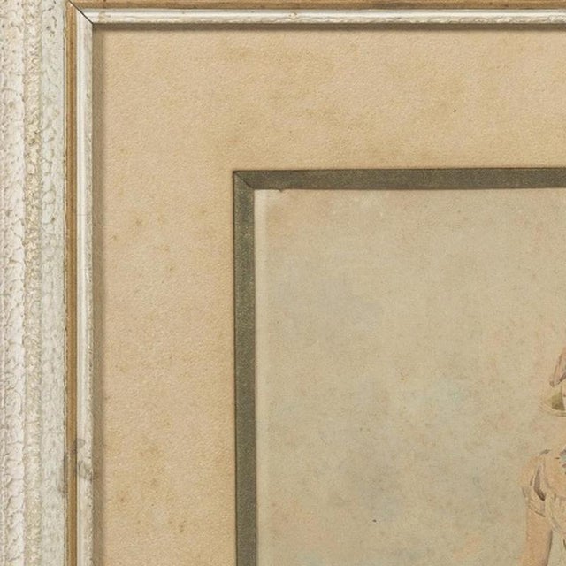 Watercolor - Gaston Gerard (signed). 'Girl with Flowers'; watercolor on paper. Signed. Dimensions: 28 cm x 20 cm.