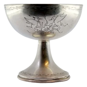 Silver Chalice with Engravings of Flowers and Birds