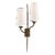 Julie Neill for Visual Comfort Signature Iberia Double Right Sconce in Antique Bronze Leaf with Linen Shades For Sale