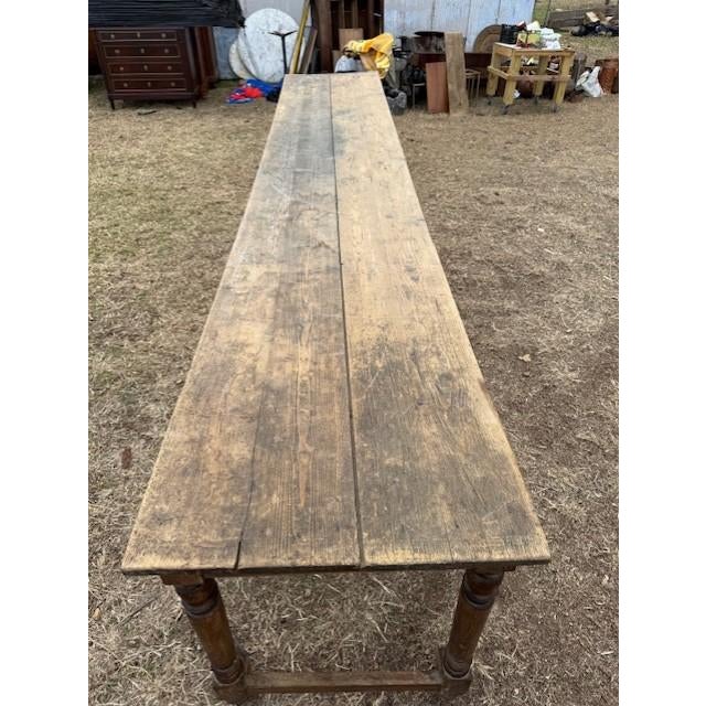 18th Century Long French Country Solid Oak Farm Dining Table For Sale - Image 16 of 17