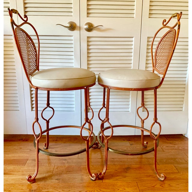 French Wrought Iron Bar Stools A Pair Chairish