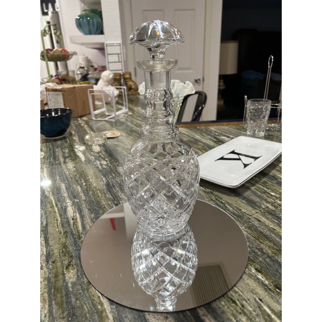 Available for your consideration is this great Irish diamond cut Crystal Whiskey/Spirits 3 Ring Neck Decanter w/ Flat...