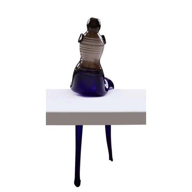 Abstract 1980s Jiri Suhajek Czech Art Glass Sitting Statue 1987 Signed & Dated For Sale - Image 3 of 6