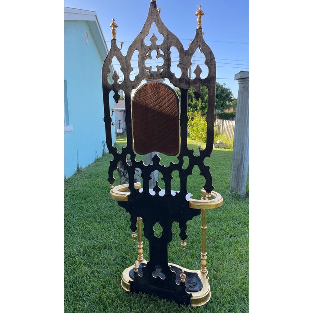Late 19th Century Late 19th Century Restored Gothic Revival Holy Tree With Mirror, Faux Gold Leaf Finish & Original Marble For Sale - Image 5 of 17