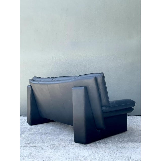 Late 20th Century Vintage Nicoletti Salotti Black Leather Sofa For Sale - Image 5 of 12