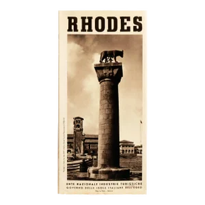 1935 Italian Tourism Pamphlet - Map of Rhodes (Printed Recto/Verso)
