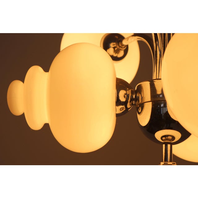 1970s Mid-Century Chandelier in Chrome and Opaline by S.A. Boulanger, 1970 For Sale - Image 5 of 10