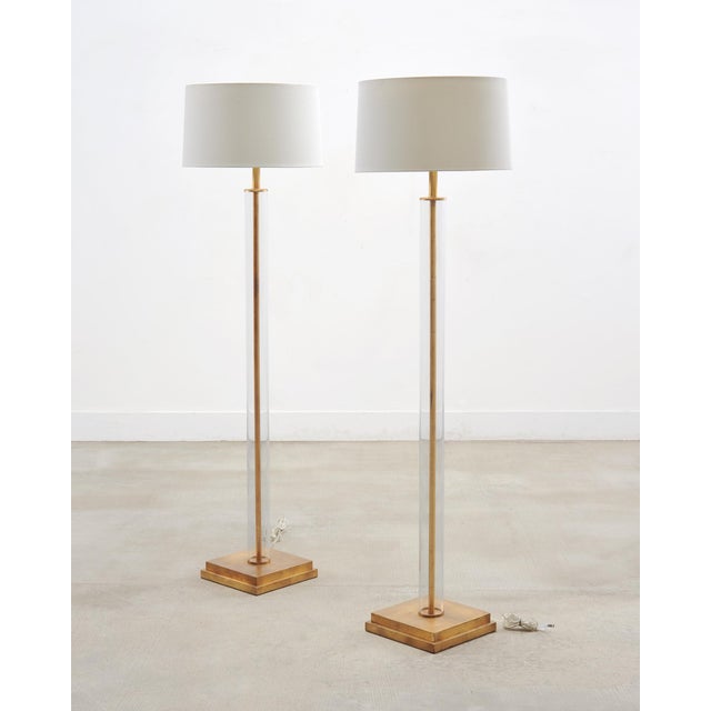 Pair of Charles Hollis Jones Style Lucite Column Floor Lamps For Sale - Image 9 of 17