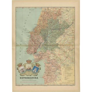 Antique Map of Extremadura, 1903 For Sale