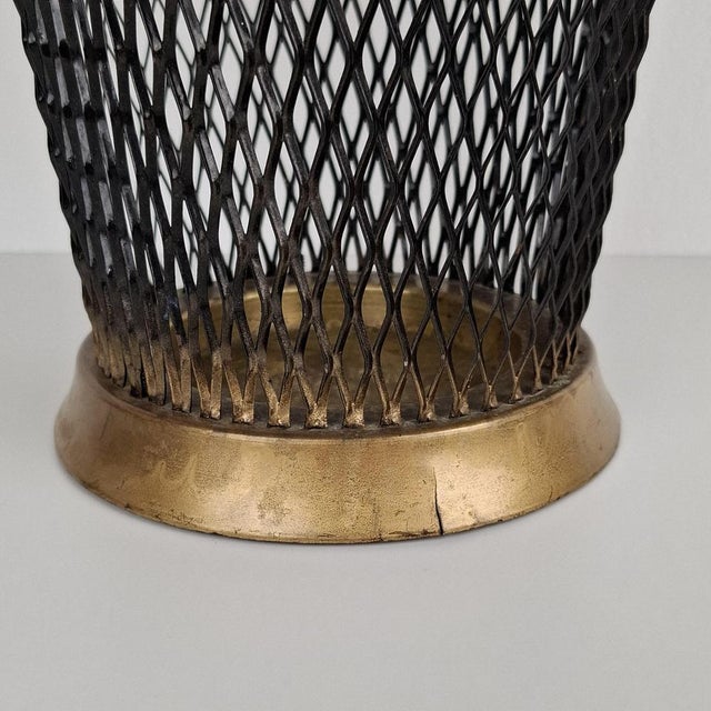 Vintage Round Umbrella Stand in the style of Mathieu Matégot, 1950s For Sale - Image 9 of 16