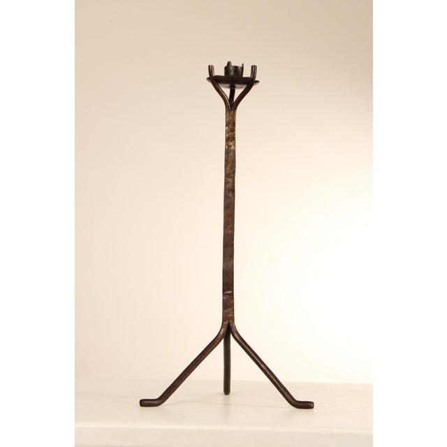 Mid Century Pair Of Hand Forged Tabletop Candelabras For Sale - Image 11 of 12