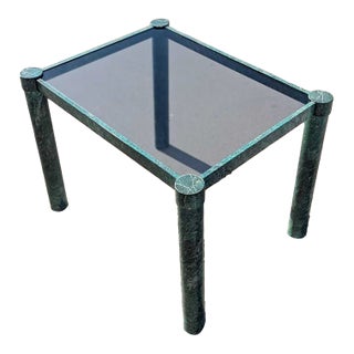 Postmodern Sculptural Metal and Smoked Glass Side Table, 1980s For Sale