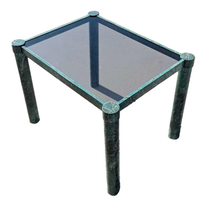 Postmodern Sculptural Metal and Smoked Glass Side Table, 1980s