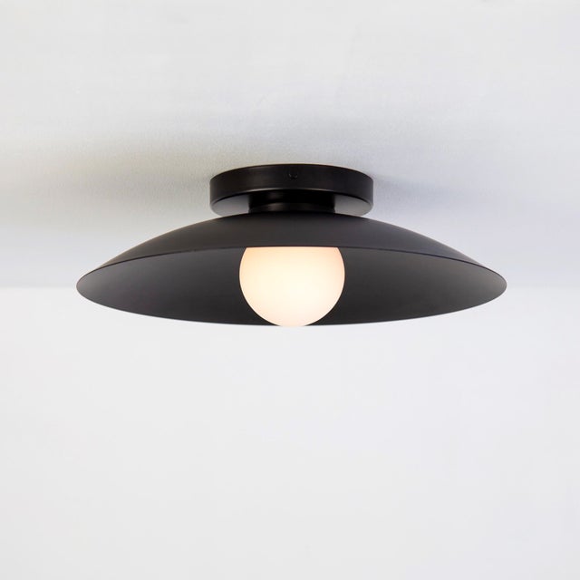 Contemporary Dome Flush Mount, Black, 3in Glass Globe, Modern Led Ceiling Light, by Research.Lighting For Sale - Image 3 of 6
