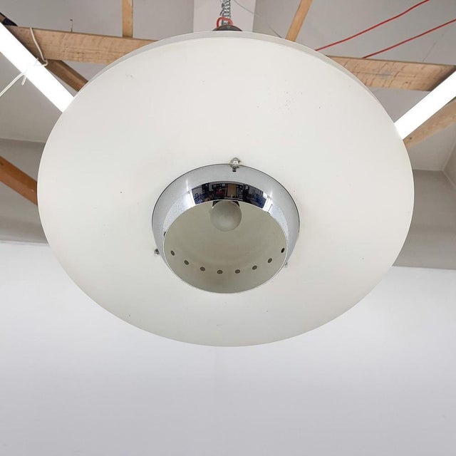 Black Ufo Chrome & Lacquered Metal Space Age Pendant, Italy, 1970s For Sale - Image 8 of 15