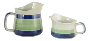 Lotta Jugs in Faience with White, Green and Blue Glaze from Rörstrand, Sweden, 1970s, Set of 2
