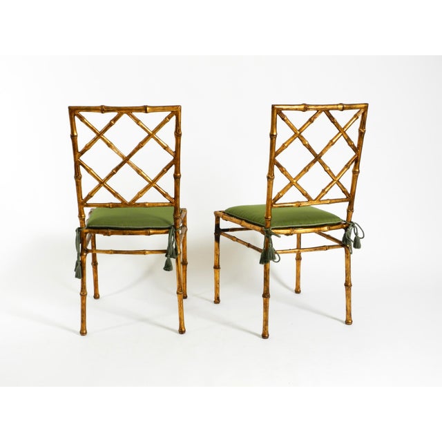 1970s Regency Metal Chairs in Faux Bamboo with Golden Surface, 1970s, Set of 2 For Sale - Image 5 of 18