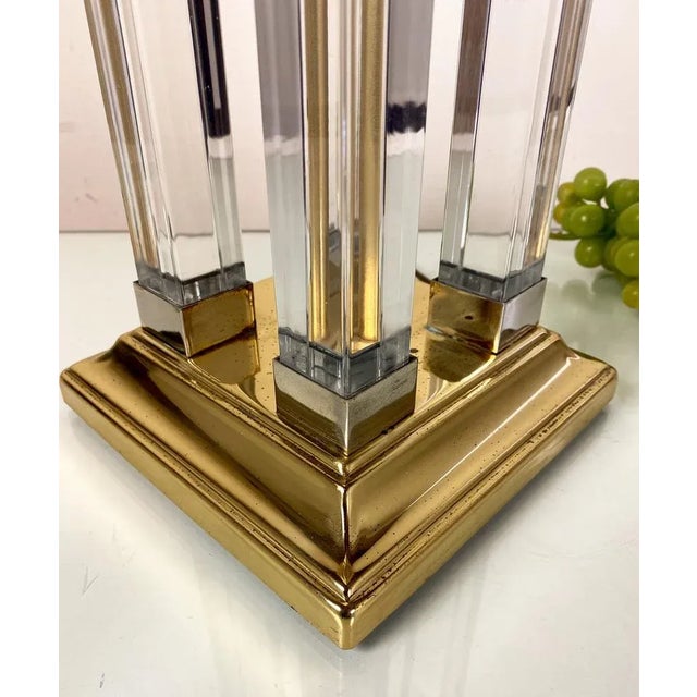 Vintage Brass and Glass Column Table Lamp, 1970s For Sale - Image 6 of 10
