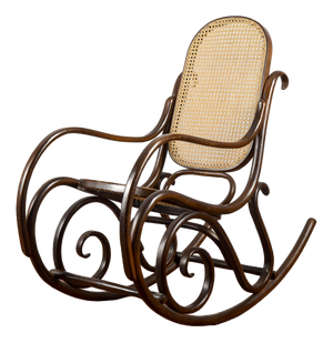 Wood and Straw Rocking Chair in the style of Thonet