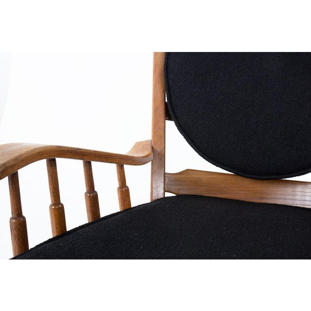 Black Set of Vintage Armchairs in Oak and Terry Fabric, 1950 For Sale - Image 8 of 14