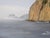 Wood "Sea Cliff" Mid Century Modern Coastal Cliff Seascape in Acrylic on Masonite by Farren Jensen For Sale - Image 7 of 9