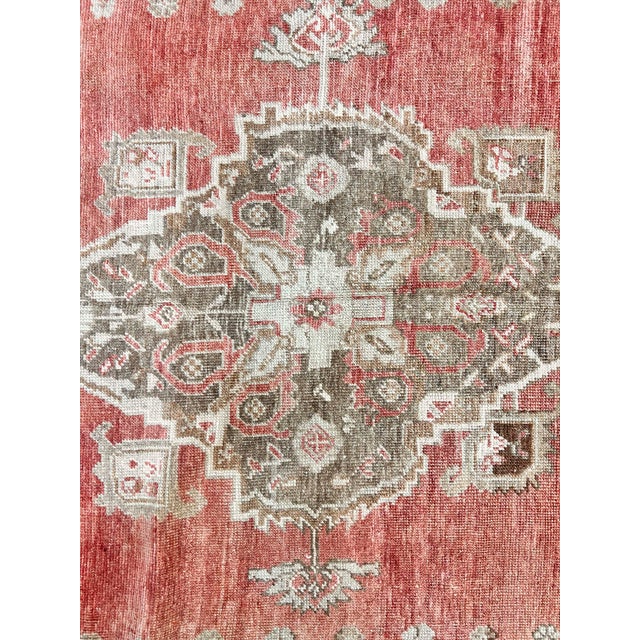 Vintage Circa 1940 Light Brick Turkish Oushak Hand Knotted Wool Runner, 4ft 11in X 12ft 7in For Sale - Image 11 of 11