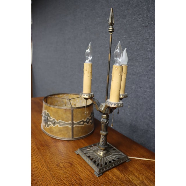 Early 20th Century Art Deco Three-Light Table Lamp With Mica Shade For Sale - Image 16 of 17