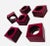 Magenta Vintage Magenta Square Embossed Plastic Napkin Rings - a Set of 6 For Sale - Image 8 of 8