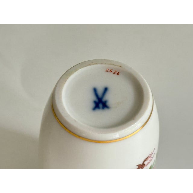 Ceramic Indian Floral and Bird Painting with Gold Mini Vase from Meissen, 1994 For Sale - Image 7 of 8