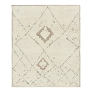 Rug & Kilim’s Moroccan Rug in Cream With Geometric Patterns For Sale