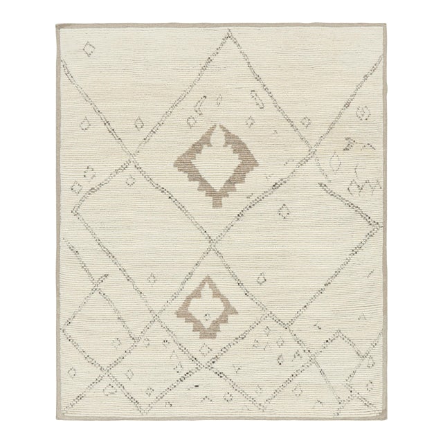 Rug & Kilim’s Moroccan Rug in Cream With Geometric Patterns For Sale