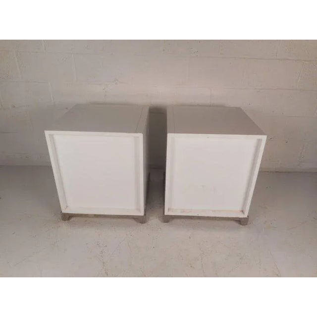 1960s Vintage Modern White Laminate Nightstands - a Pair For Sale - Image 5 of 11