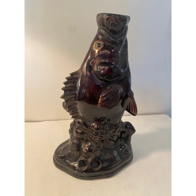 Japanese Antique Vintage Glazed Carp Fish For Sale - Image 3 of 10