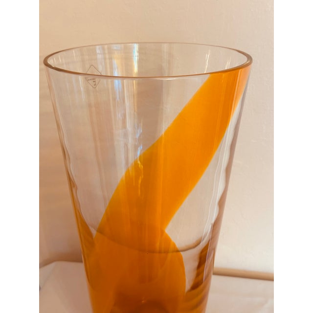 1990s Barovier & Toso Orange Murano Glass Vase For Sale - Image 5 of 11