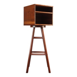 New Hope Style Carved Walnut Swivel Storage Cubby on Base For Sale