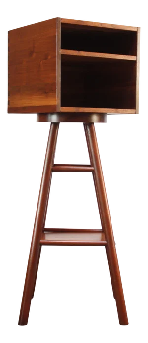 New Hope Style Carved Walnut Swivel Storage Cubby on Base