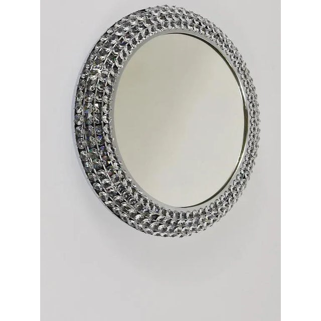 Round Chromed Crystal Backlit Wall Mirror, Austria, 1960s For Sale - Image 4 of 11