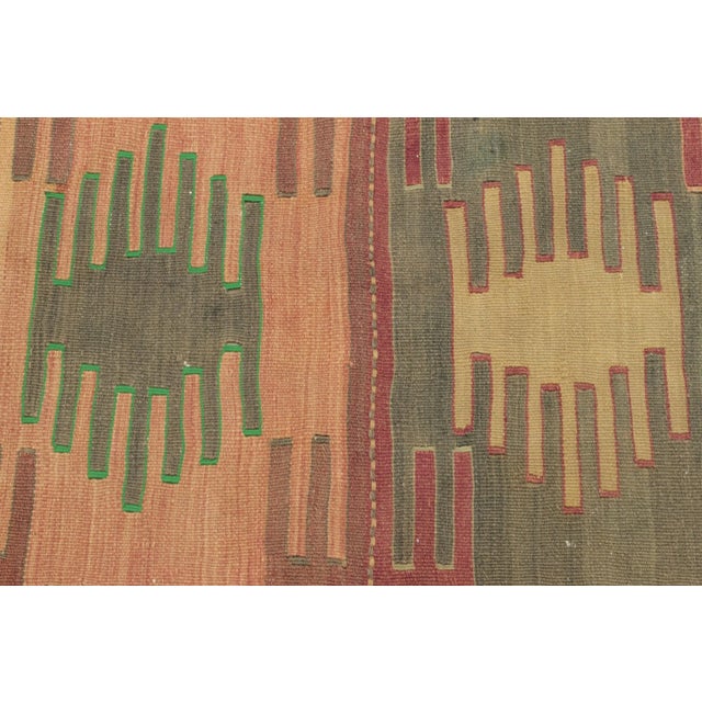 1950s Turkish Geometric Hand Knotted Very Old Kilim Rug For Sale - Image 12 of 13