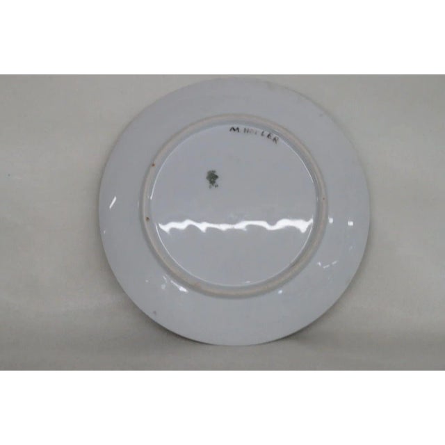 Victorian Mz Austria Porcelain Hand Painted Green Red Poppy Flowers Plate For Sale - Image 3 of 8