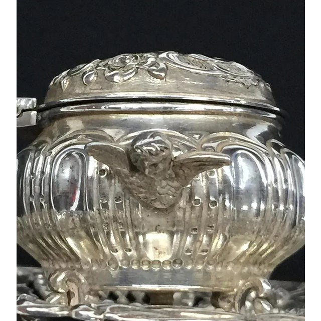 Silver Small Dutch Sword Marked Inkwell With a Scene of Houses and a Windmill For Sale - Image 5 of 11