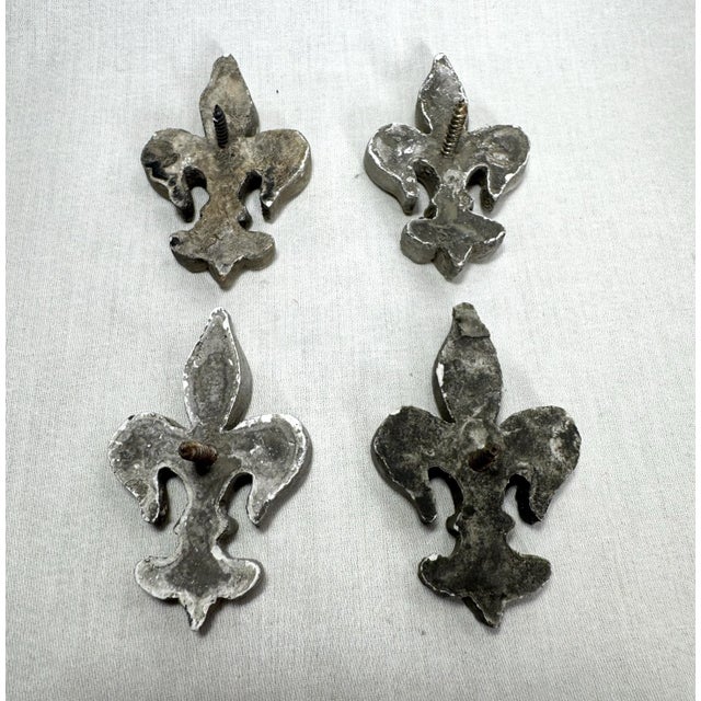 French Fleur-De-Lis Embossed Concrete Cabinetry Knobs, Set of Four For Sale - Image 10 of 12