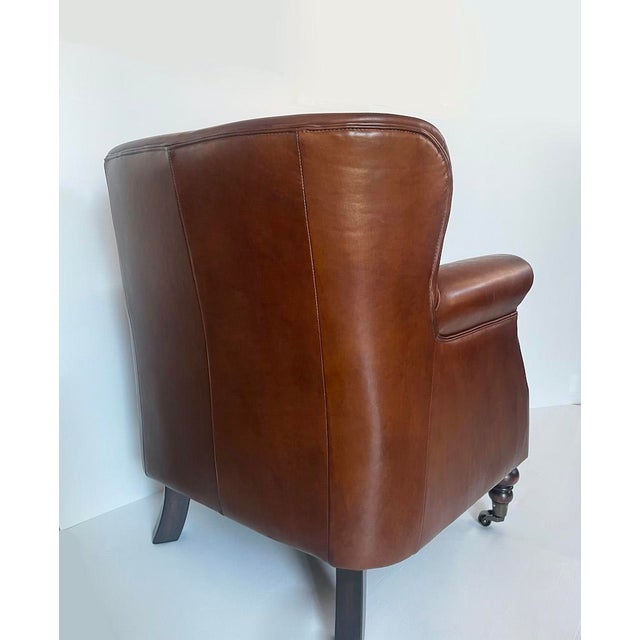 Wood Brown Leather Club Chair, 1990s For Sale - Image 7 of 15