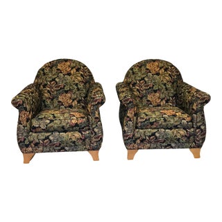 Ethan Allen Upholstered Ansonia Club Chairs - a Pair For Sale
