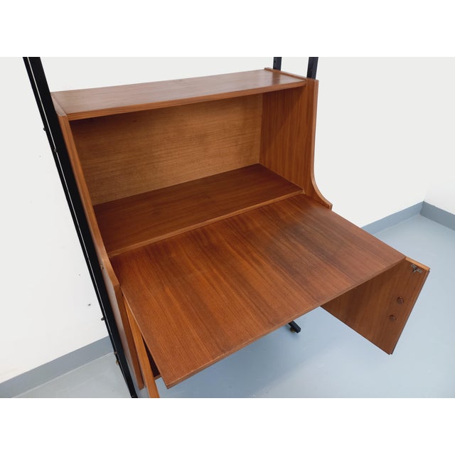 Tan Vintage Modular Secretary Desk Bookcase in Teak and Metal, 1970s For Sale - Image 8 of 18