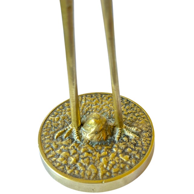 Brass Vintage Brass Crane Sculptures Pair Coastal Palm Beach Style After Maitland Smith 12" Tall For Sale - Image 8 of 12