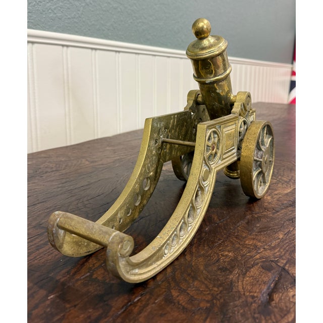 Brass Vintage English Brass Minature Model Cannon & Carriage For Sale - Image 8 of 18