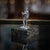 Antique 20th Century Edwardian solid silver statue on a marble base, depicting a fly fisherman raising his rod in a...