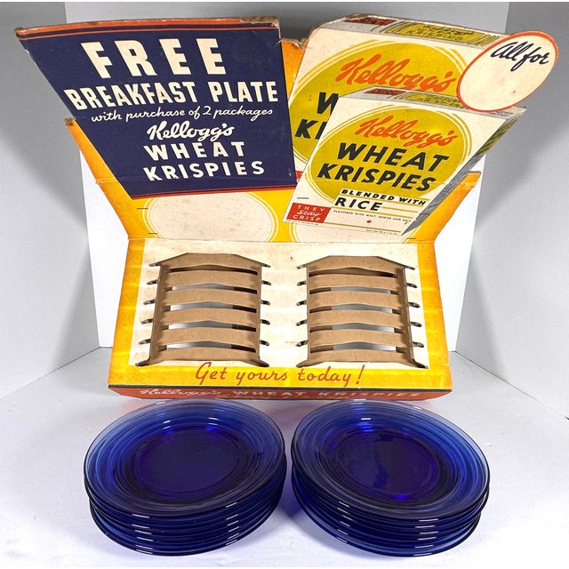 Kellogg's Cereal Display Advertisement With 'Moderntone' Depression Glass C. 1935-36 For Sale - Image 10 of 17
